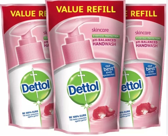 Dettol Skincare Hand Wash 175ml Pouch Pack of 3