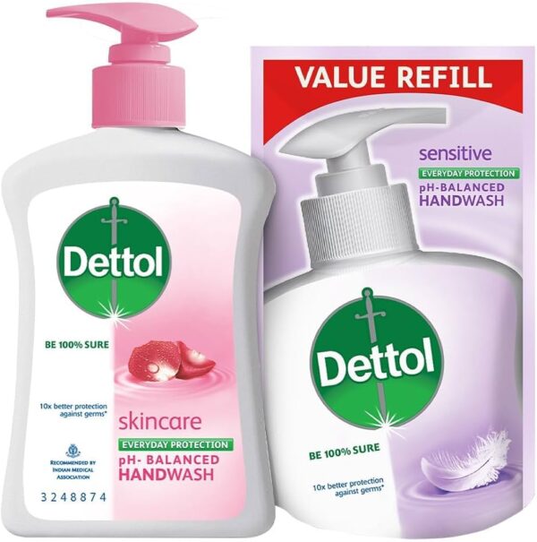 Dettol Skincare Hand Wash 200ml With Pump + 175ml Pouch Free